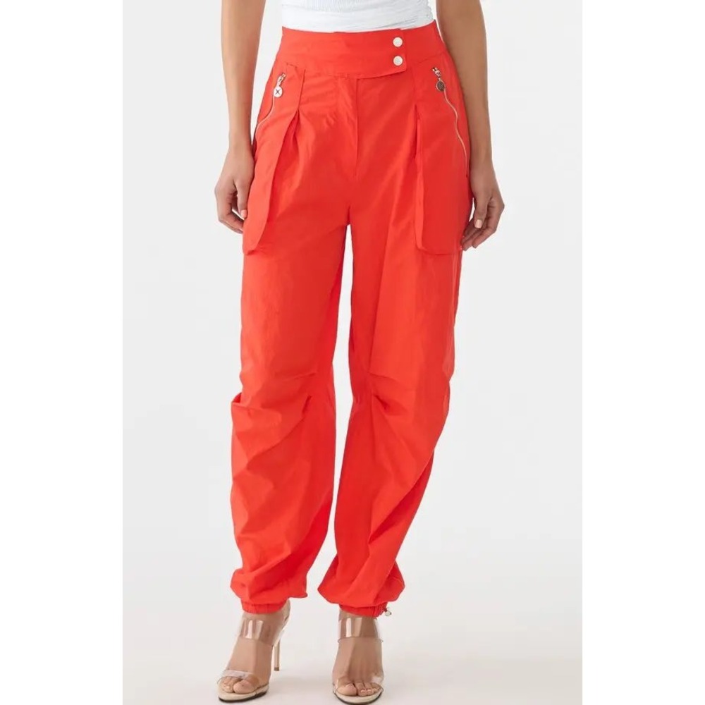 GSTQ Nylon Parachute Pants Deep Orange Size 14 NWT
